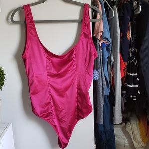 NWT Free People pink satin bodysuit